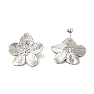 Non-Tarnish 304 Stainlee Steel Dangle Earring, Flower, Stainless Steel Color, 32.5x31.5mm(EJEW-Z045-03P)