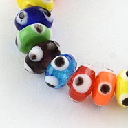 Rondelle Evil Eye Lampwork Bead Strands, Mixed Color, 9~11x5~6mm, Hole: 2mm, about 50pcs/strand, 11 inch(X-LAMP-R121-M)