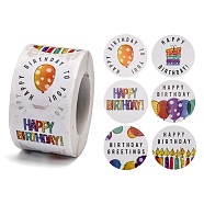 Self-Adhesive Paper Stickers, for Birthday Party, Decorative Presents, Round with Word Happy Birthday, Colorful, 38mm, 500pcs/roll(X-DIY-A006-C01)