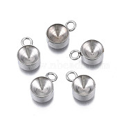 201 Stainless Steel Pendant Rhinestone Settings, Flat Round, Stainless Steel Color, Fit for 7mm Rhinestone, 12x8x4mm, Hole: 2mm(STAS-S057-44E-P)