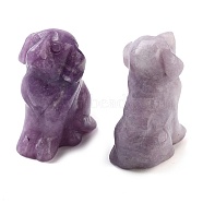 Natural Lilac Jade Carved Dog Figurines, for Home Office Desktop Decoration, 10~13x16~18x24~25mm(DJEW-L023-A08)