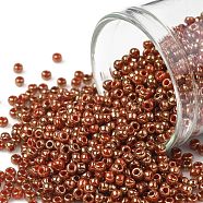 TOHO Round Seed Beads, Japanese Seed Beads, (1707) Gilded Marble Orange, 11/0, 2.2mm, Hole: 0.8mm,  about 50000pcs/pound(SEED-TR11-1707)