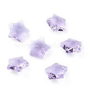 Transparent Glass Pendants, Faceted, Star Charms, Lilac, 13x13.5x7mm, Hole: 1mm(GLAA-P037-04-10)