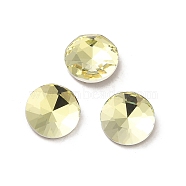 Glass Rhinestone Cabochons, Point Back & Back Plated, Faceted, Flat Round, Jonquil, 8x3mm(RGLA-P037-10B-D337)