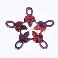 Cellulose Acetate(Resin) Pendants, Flower, Medium Violet Red, 33x18x2.5mm, Hole: 1.2mm(KY-T008-06A)