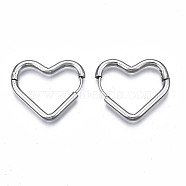201 Stainless Steel Heart Hoop Earrings, Hinged Earrings for Women, Stainless Steel Color, 22.5x26x2.5mm, Pin: 0.7mm(STAS-S103-28P)