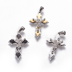 Easter Theme 304 Stainless Steel Pendants, Crucifix Cross, Mixed Color, 36x22x5mm, Hole: 3x6mm(STAS-F215-07)