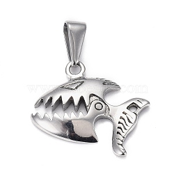 304 Stainless Steel Pendants, Shark, Antique Silver, 21x22x3mm, Hole: 8x3.5mm.(STAS-H110-02AS)