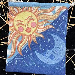 Cloth Tarot Cards Storage Drawstring Bags, Tarot Desk Storage Holder, Sun Pattern, 18x13cm(ZODI-PW0002-07I)