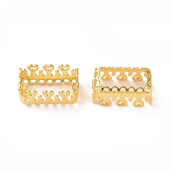 Brass Sew on Prong Settings, Filigree Open Back Claw Settings for Pointed Back Rhinestone, Rectangle, Golden, Tray: 5x10mm, 11.5x6.5x5mm, Hole: 0.8mm(KK-G461-02A-G)