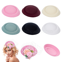 6Pcs 6 Colors Cloth Flat Round Fascinator Hat Base for Millinery, Mixed Color, 162x137x35mm, 1pc/color(AJEW-NB0005-57)