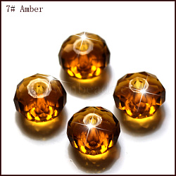 Imitation Austrian Crystal Beads, Grade AAA, Faceted, Rondelle, Sienna, 6x4mm, Hole: 0.7~0.9mm(SWAR-F068-4x6mm-07)