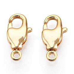 Brass Lobster Claw Clasps, for Jewelry Making, Real 18K Gold Plated, 12x6x2.5mm, Hole: 1.2mm(KK-N254-11G)