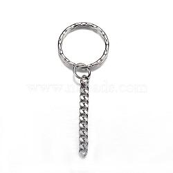 Tarnish Resistant 304 Stainless Steel Split Key Rings, Keychain Clasp Findings, Stainless Steel Color, 68mm(STAS-G085-13)