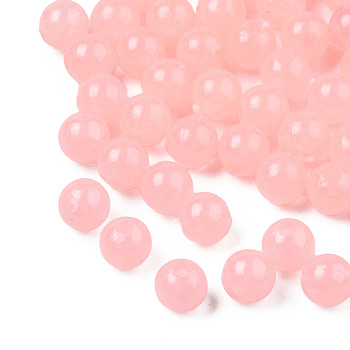Luminous Acrylic Beads, Glow in the Dark, Round, Misty Rose, 6mm, Hole: 1.6mm, about 4600pcs/500g