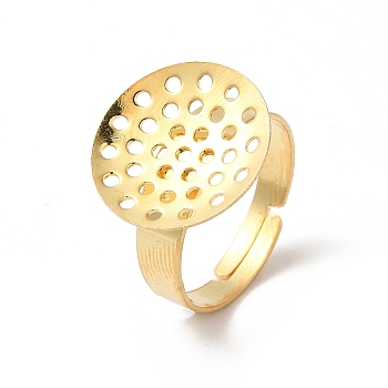 304 Stainless Steel Sieve Ring Settings, Round, Real 18K Gold Plated, Inner Diameter: 18mm, Tray: 16mm