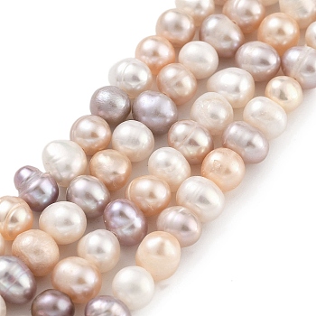 Natural Cultured Freshwater Pearl Beads Strands, Potato, Rosy Brown, 5~6mm, Hole: 0.6mm, about 33pcs/strand, 6.89~7.09 inch(17.5~18cm)