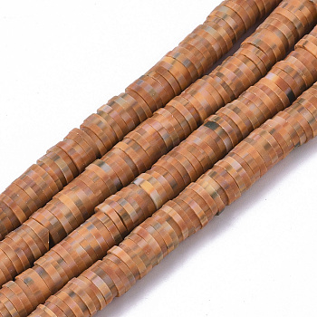 Handmade Polymer Clay Bead Strands, Heishi Beads, for DIY Jewelry Crafts Supplies, Disc/Flat Round, Sandy Brown, 6x0.5~1mm, Hole: 2mm, about 320~450pcs/strand, 15.35 inch~16.92 inch(39~43cm)