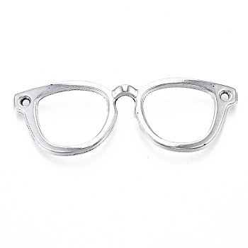 Glasses/Spectacles Tibetan Style Alloy Pendants, Cadmium Free & Lead Free, Antique Silver, 19.5x55x3mm, Hole: 2mm, about 230pcs/1000g