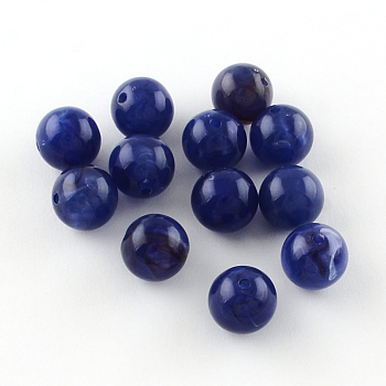 Round Imitation Gemstone Acrylic Beads, Medium Blue, 8mm, Hole: 2mm