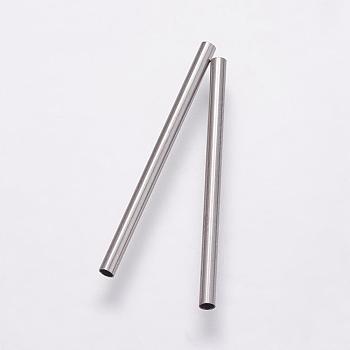 304 Stainless Steel Tube Beads, Stainless Steel Color, 25x1.5mm, Hole: 1mm