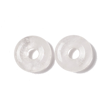 Natural Quartz Crystal Pendants, Rock Crystal Pendants, Donut/Pi Disc Charm Charm, 20x5~7mm, Hole: 6mm