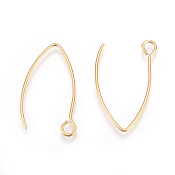 Ion Plating(IP) 304 Stainless Steel Earring Hooks, Ear Wire, with Horizontal Loop, Golden, 26x15.5mm, Hole: 2.5mm, 20 Gauge, Pin: 0.8mm