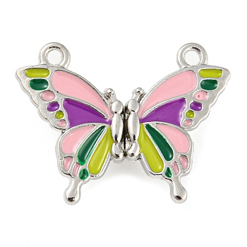 Alloy Magnetic Pendants, with Enamel, Butterfly, Medium Orchid, 22.5x30x7mm, Hole: 1.8mm