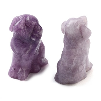 Natural Lilac Jade Carved Dog Figurines, for Home Office Desktop Decoration, 10~13x16~18x24~25mm