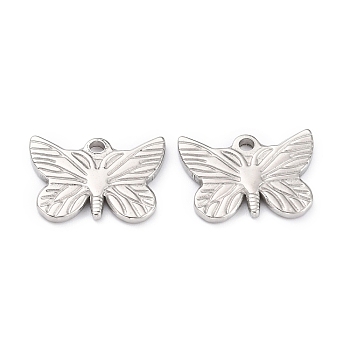 304 Stainless Steel Pendants, Butterfly, Stainless Steel Color, 21.5x16x2mm, Hole: 2.2mm