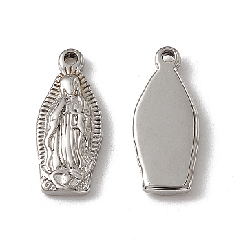 201 Stainless Steel Pendants, Saint Charm, Stainless Steel Color, 17.5x7.5x2mm, Hole: 1.4mm