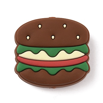 Hamburger Food Grade Eco-Friendly Silicone Beads, Sea Green, 29x31.5x11.5mm, Hole: 2.7mm