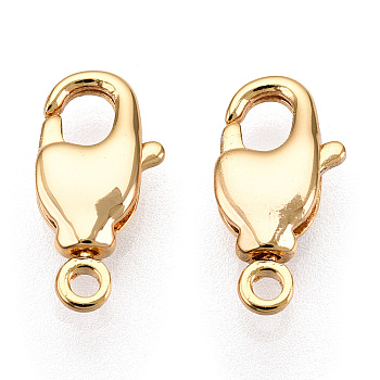 Brass Lobster Claw Clasps, for Jewelry Making, Real 18K Gold Plated, 12x6x2.5mm, Hole: 1.2mm