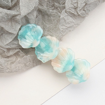 Shell Shape Cellulose Acetate Alligator Hair Clips, Hair Accessories for Girls, Turquoise, 72x23x25mm