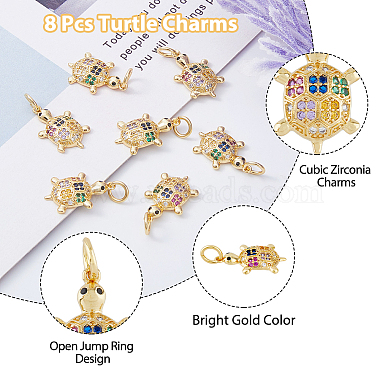 8Pcs Brass Micro Pave Colorful Cubic Zirconia Pendants(ZIRC-DC0001-26)-5