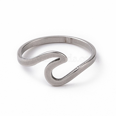 201 Stainless Steel Wave Finger Ring for Women(RJEW-J051-04P)-2