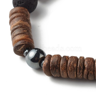 Natural Coconut Rondelle Beads Stretch Bracelets Set for Men Women(BJEW-JB06771)-6