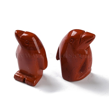 Figurines de pingouin de guérison sculptées en jaspe rouge naturel(G-B062-08B)-2