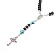Natural Lava Rock & Synthetic Green Turquoise Rosary Bead Necklace(NJEW-TA00041-02)-1