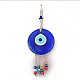 Flat Round with Evil Eye Glass Tassel Pendant Decorations(EVIL-PW0002-15)-1