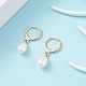 Natural Pearl Beads Drop Huggie Hoop Earrings for Women(X-EJEW-JE04757-03)-2