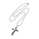 Alloy Cross Pandant Necklace with Ball Chains(NJEW-K245-001B)-2