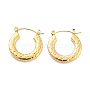 Texture Ring 304 Stainless Steel Hoop Earrings for Women, Real 14K Gold Plated, 23x22x3mm(EJEW-C067-05G)