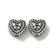 Tibetan Style Alloy Beads, Cadmium Free & Lead Free, Heart, Antique Silver, 12x13x6mm, Hole: 1.8mm, about 334pcs/1000g(PALLOY-P302-10B-AS)