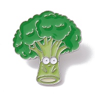 Cartoon Vegetable Enamel Pins, Platinum Tone Alloy Brooch for Backpack Clothes, Broccoli, 30x28x1.5mm(JEWB-D028-01B-P)