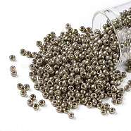 TOHO Round Seed Beads, Japanese Seed Beads, (1704) Gilded Marble Lavender, 8/0, 3mm, Hole: 1mm, about 10000pcs/pound(SEED-TR08-1704)