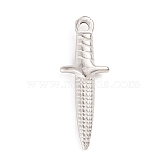 304 Stainless Steel Pendants, Dagger, Stainless Steel Color, 24x9x3.5mm, Hole: 1.6mm(X-STAS-D174-12P)