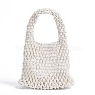 Woven Cotton Handbags, Women's Net Bags, Shoulder Bags, White, 30x21x8cm(PW-WG20010-01)