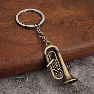 Alloy Keychain, Music Gift Pendant, Musical Instruments, Antique Bronze, 10.2x3.5cm(PW-WG56136-02)