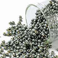 TOHO Round Seed Beads, Japanese Seed Beads, (PF565F) PermaFinish Silver Grey Metallic Matte, 11/0, 2.2mm, Hole: 0.8mm, about 1110pcs/10g(X-SEED-TR11-PF0565F)